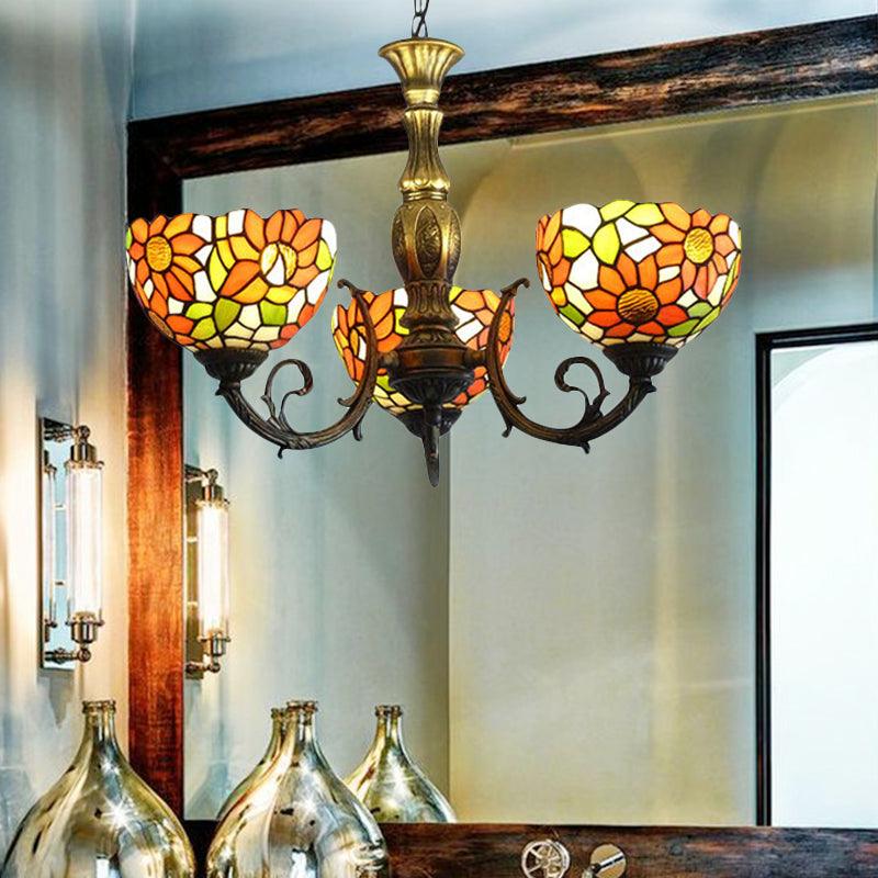 3/5/6 Lights Sunflower Kitchen Hanging Light Stained Glass - Rebooters