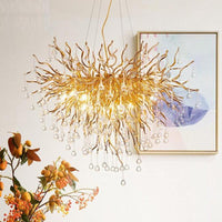 23.5"/31.5" W Clear Crystal Raindrop Hanging Chandelier - Rebooters