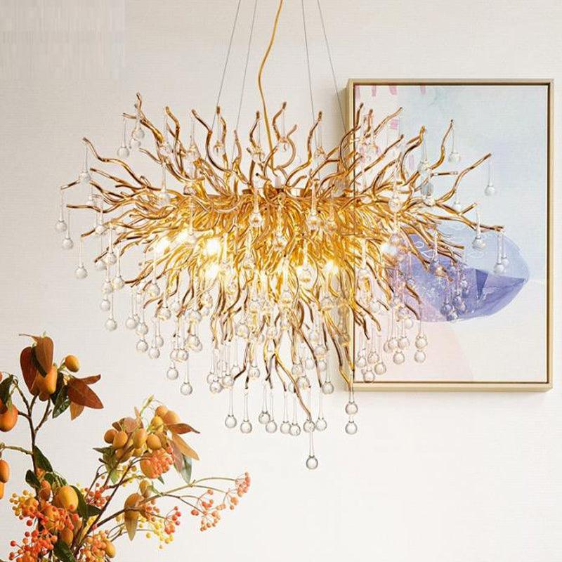 23.5"/31.5" W Clear Crystal Raindrop Hanging Chandelier - Rebooters