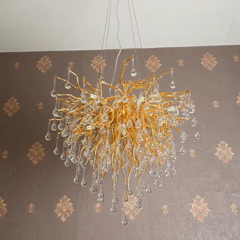 23.5"/31.5" W Clear Crystal Raindrop Hanging Chandelier - Rebooters