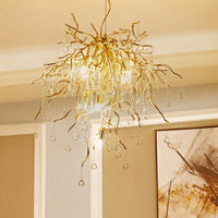 23.5"/31.5" W Clear Crystal Raindrop Hanging Chandelier - Rebooters