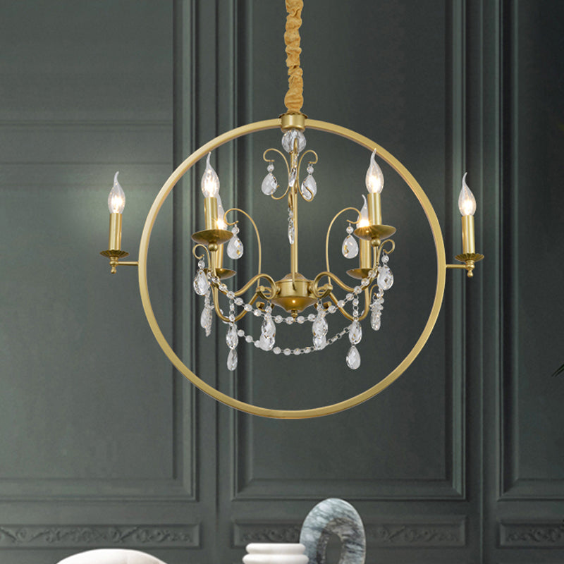 Metallic Golden Ceiling Pendant Circular 6/8-Head Chandelier - Rebooters