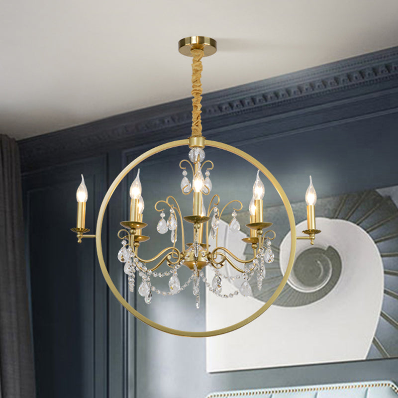 Metallic Golden Ceiling Pendant Circular 6/8-Head Chandelier - Rebooters