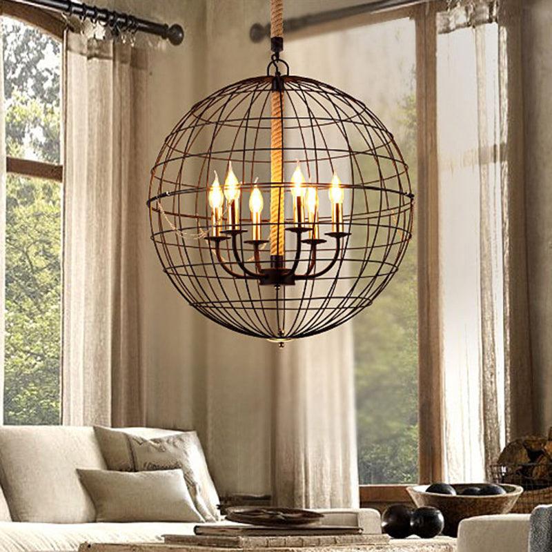 3/4/6 Lights Globe Shape Hanging Lamp Vintage Golden Fixture - Rebooters