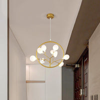 9 Lights Branch Pendant Lamp with Bird Deco in Gold - Rebooters