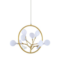 9 Lights Branch Pendant Lamp with Bird Deco in Gold - Rebooters