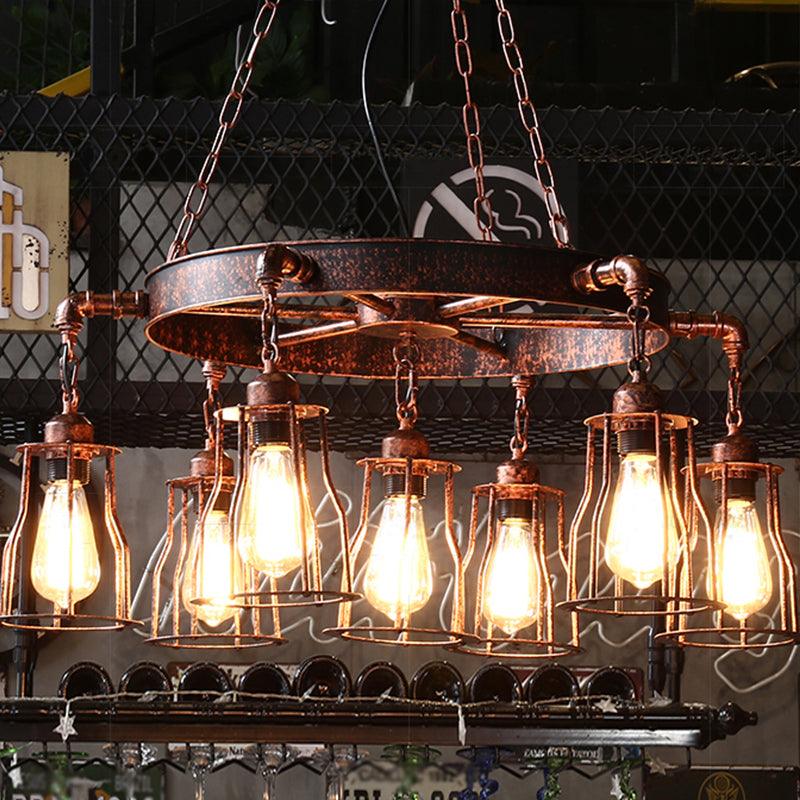 Rusty Lighting Dark Rust 7 Lights Pendant Light Farmhouse | Rebooters
