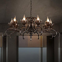 Antique Stylish Candle Chandelier with Twist Arm Light - Rebooters