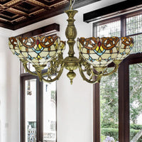 6 Lights Bell Chandelier Lighting with Baroque Peacock Tail Design - Rebooters