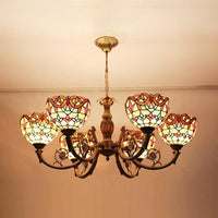 6 Lights Bell Chandelier Lighting with Baroque Peacock Tail Design - Rebooters