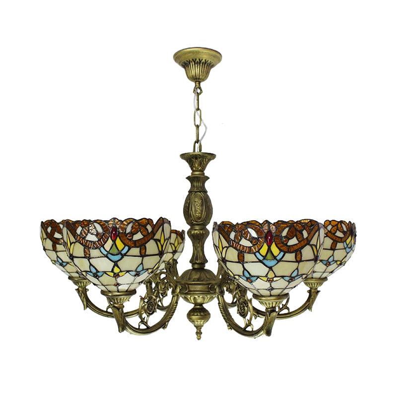 6 Lights Bell Chandelier Lighting with Baroque Peacock Tail Design - Rebooters