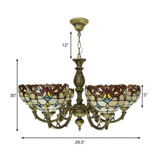 6 Lights Bell Chandelier Lighting with Baroque Peacock Tail Design - Rebooters