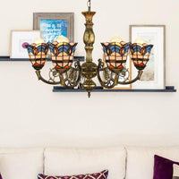 6 Lights Bell Chandelier Lighting with Baroque Peacock Tail Design - Rebooters