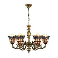 6 Lights Bell Chandelier Lighting with Baroque Peacock Tail Design - Rebooters