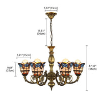 6 Lights Bell Chandelier Lighting with Baroque Peacock Tail Design - Rebooters