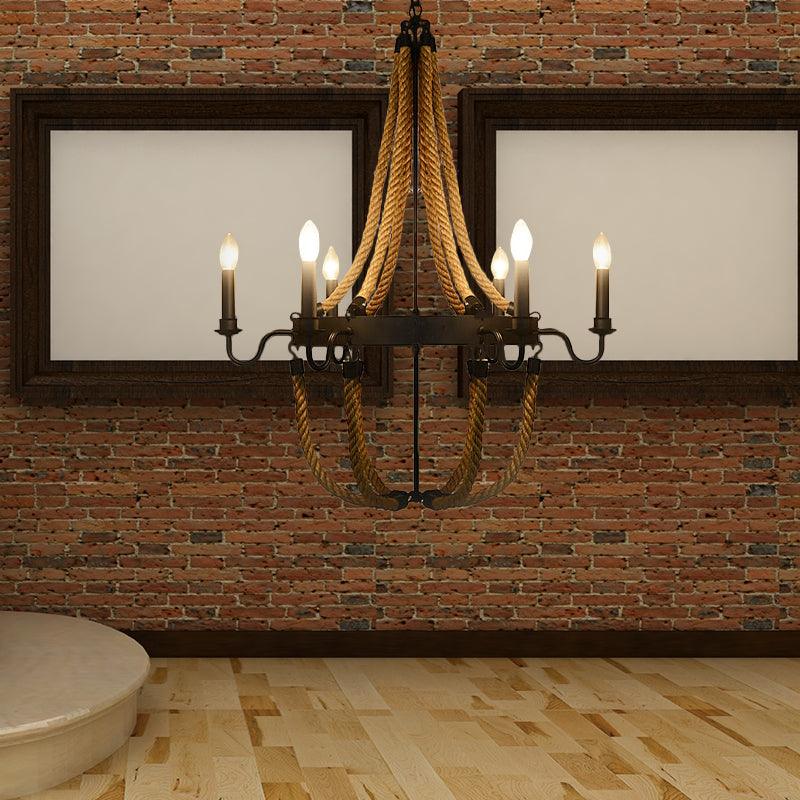 Metal Empire Chandelier Lamp Lodge Style 6/8 Lights Black Pendant - Rebooters