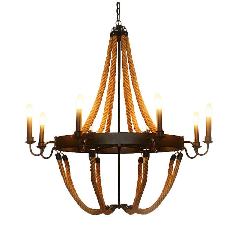 Metal Empire Chandelier Lamp Lodge Style 6/8 Lights Black Pendant - Rebooters