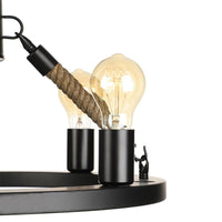 4 Heads Wrought Iron Chandelier Light Industrial Black Ring - Rebooters