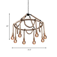 Adjustable Rope Chandelier Pendant Light in Beige Farmhouse - Rebooters