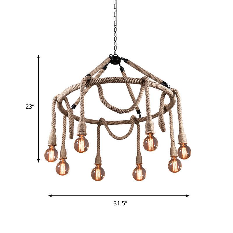 Adjustable Rope Chandelier Pendant Light in Beige Farmhouse - Rebooters
