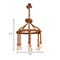Adjustable Rope Chandelier Pendant Light in Beige Farmhouse - Rebooters