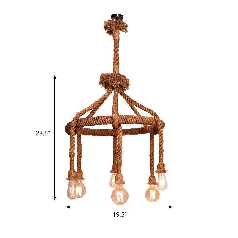 Adjustable Rope Chandelier Pendant Light in Beige Farmhouse - Rebooters
