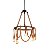 Adjustable Rope Chandelier Pendant Light in Beige Farmhouse - Rebooters