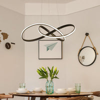 19.5"/27.5" W Simple LED Down Lighting Black Twisted Chandelier - Rebooters