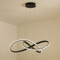 19.5"/27.5" W Simple LED Down Lighting Black Twisted Chandelier - Rebooters