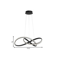 19.5"/27.5" W Simple LED Down Lighting Black Twisted Chandelier - Rebooters