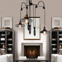 Black 3 Heads Pendant Light Industrial Flared Chandelier - Rebooters