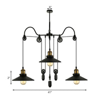 Black 3 Heads Pendant Light Industrial Flared Chandelier - Rebooters