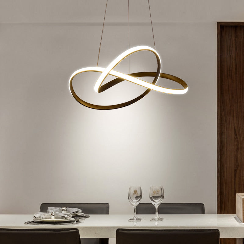 Contemporary LED Chandelier Black White Twine Ceiling Lamp - Rebooters