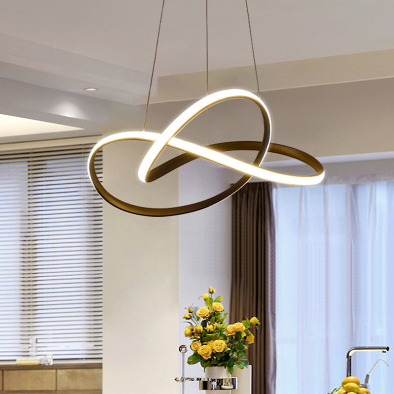 Contemporary LED Chandelier Black White Twine Ceiling Lamp - Rebooters