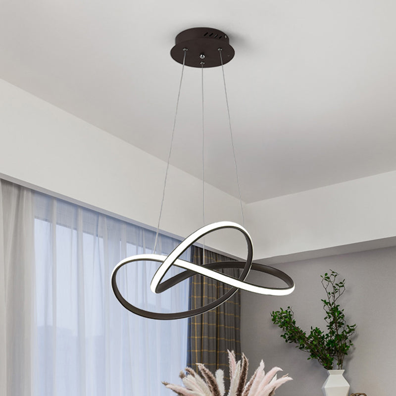 Contemporary LED Chandelier Black White Twine Ceiling Lamp - Rebooters