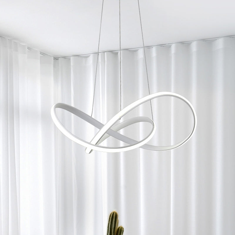 Contemporary LED Chandelier Black White Twine Ceiling Lamp - Rebooters