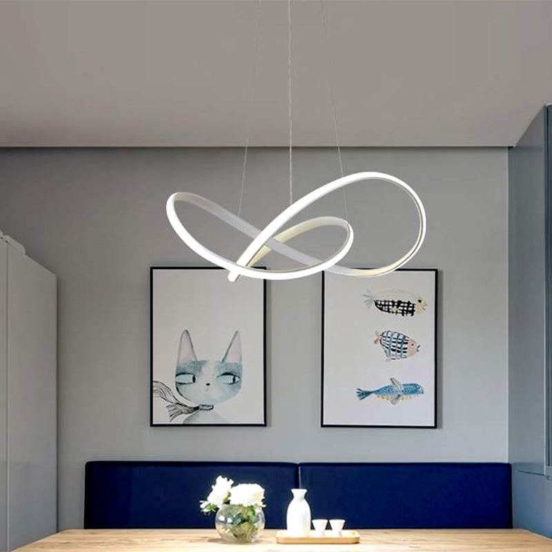 Contemporary LED Chandelier Black White Twine Ceiling Lamp - Rebooters