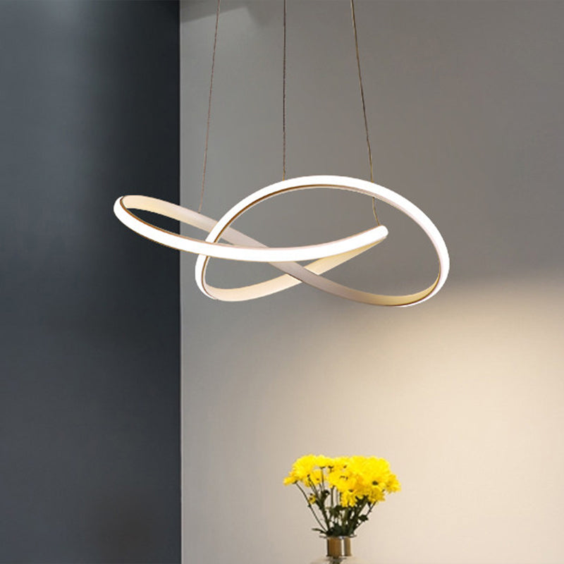 Contemporary LED Chandelier Black White Twine Ceiling Lamp - Rebooters