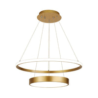 2-Tier Ring Metallic Drop Lamp Minimalist LED Gold Chandelier - Rebooters