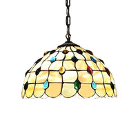 1 Light Study Pendant Lighting Tiffany Beige Hanging Ceiling Light - Rebooters