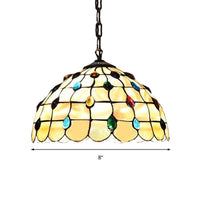 1 Light Study Pendant Lighting Tiffany Beige Hanging Ceiling Light - Rebooters