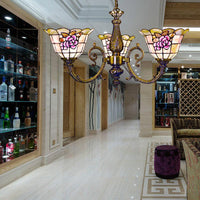 Bell Shape Hanging Lamp Retro Stained Glass 3 Heads Chandelier - Rebooters