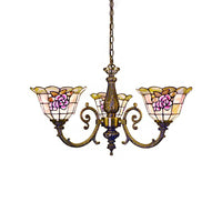 Bell Shape Hanging Lamp Retro Stained Glass 3 Heads Chandelier - Rebooters