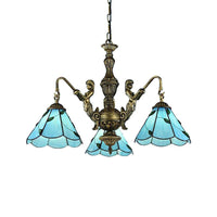 3/5 Lights Chandelier Lighting Tiffany Stained Glass Mermaid - Rebooters