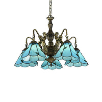 3/5 Lights Chandelier Lighting Tiffany Stained Glass Mermaid - Rebooters