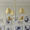 Modern Style Beige Chandelier Tapered Shade Metal Fabric Light for Kindergarten - Rebooters