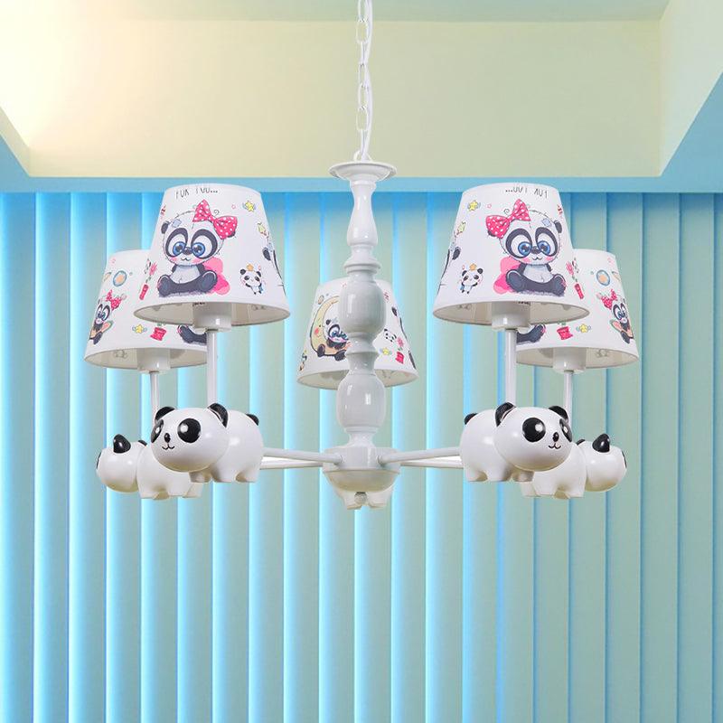 Baby Bedroom Panda Chandelier with Tapered Shade Light - Rebooters