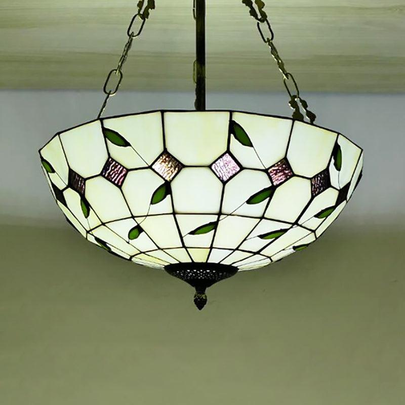 12"/16"/19.5" W Bowl Shade Ceiling Pendant Stained Glass Chandelier - Rebooters