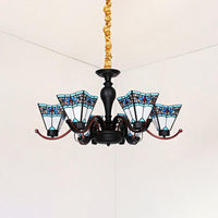 6 Lights Geometric Tiffany Style Stained Glass Chandelier - Rebooters
