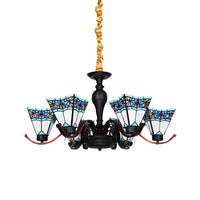 6 Lights Geometric Tiffany Style Stained Glass Chandelier - Rebooters